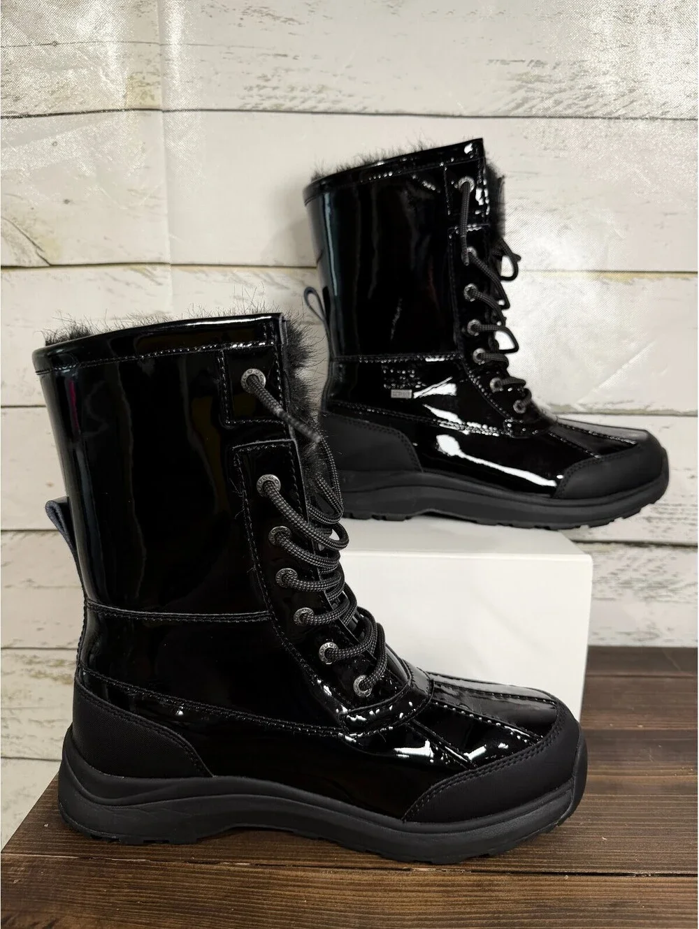 UGG Adirondack III Patent Black Boots - Women's 10
